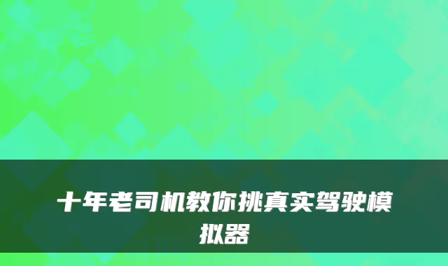 十年老司机教你挑真实驾驶模拟器