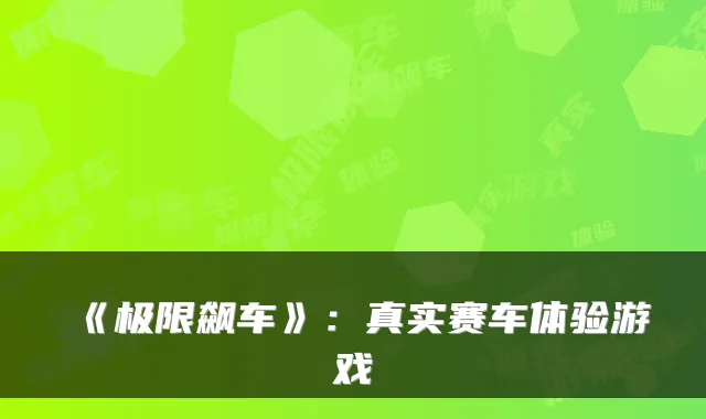 《极限飙车》：真实赛车体验游戏