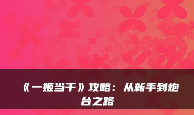 《一姬当千》攻略：从新手到炮台之路
