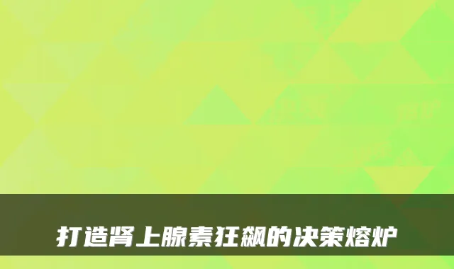 打造肾上腺素狂飙的决策熔炉