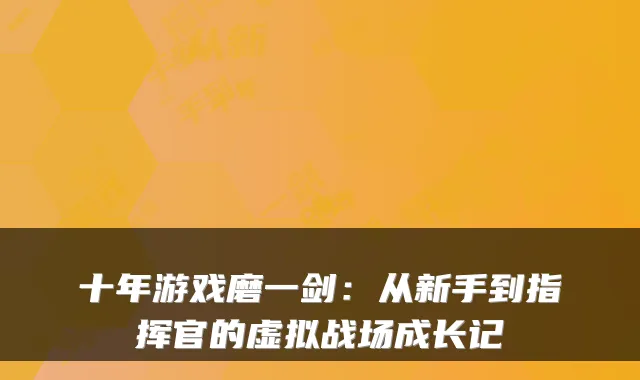 十年游戏磨一剑：从新手到指挥官的虚拟战场成长记
