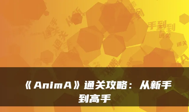《AnimA》通关攻略：从新手到高手