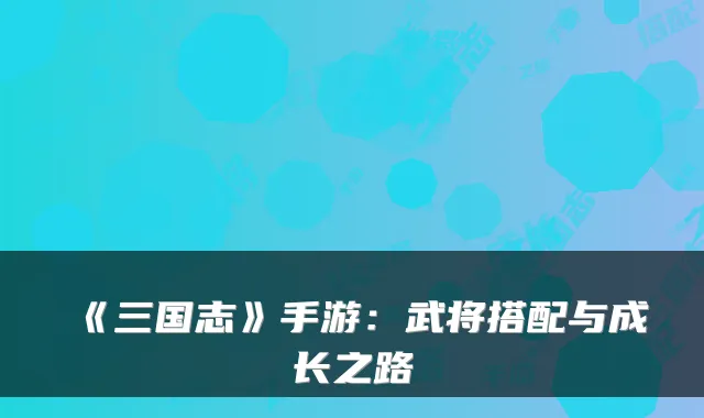 《三国志》手游：武将搭配与成长之路