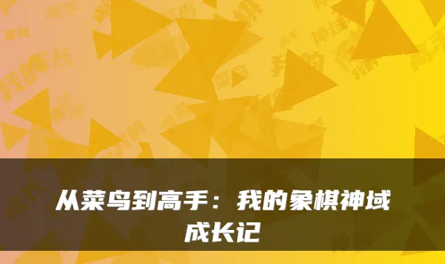 从菜鸟到高手：我的象棋神域成长记