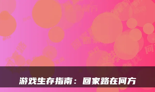 游戏生存指南:回家路在何方