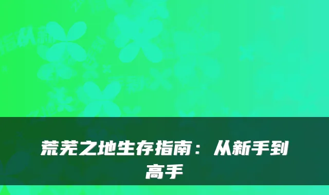 荒芜之地生存指南:从新手到高手