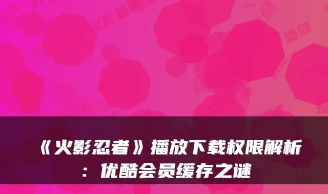《火影忍者》播放下载权限解析:优酷会员缓存之谜