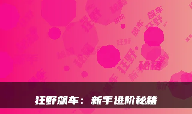 狂野飙车：新手进阶秘籍