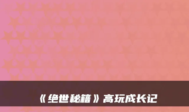 《绝世秘籍》高玩成长记
