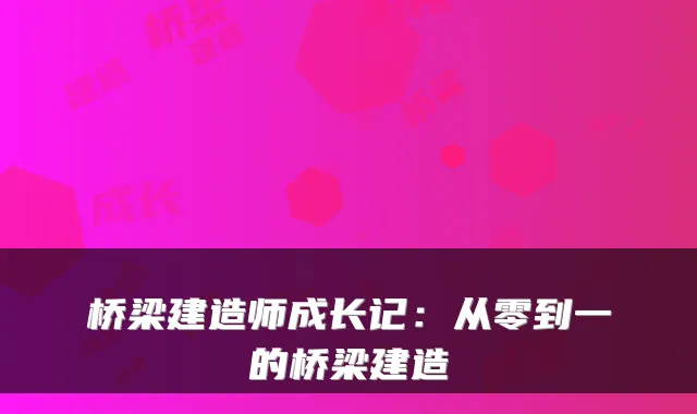 桥梁建造师成长记：从零到一的桥梁建造