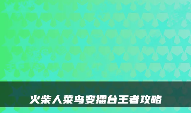 火柴人菜鸟变擂台王者攻略