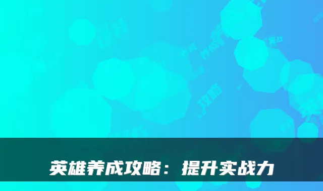 英雄养成攻略:提升实战力
