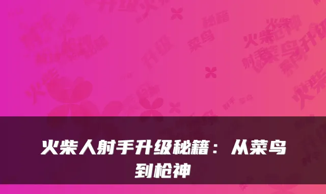 火柴人射手升级秘籍:从菜鸟到枪神