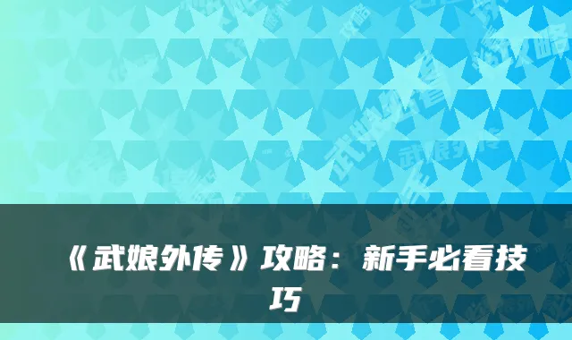 《武娘外传》攻略:新手必看技巧