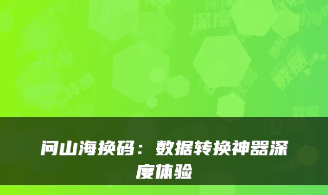 问山海换码：数据转换神器深度体验