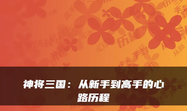 神将三国：从新手到高手的心路历程