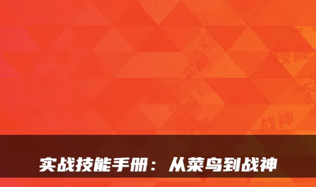 实战技能手册:从菜鸟到战神