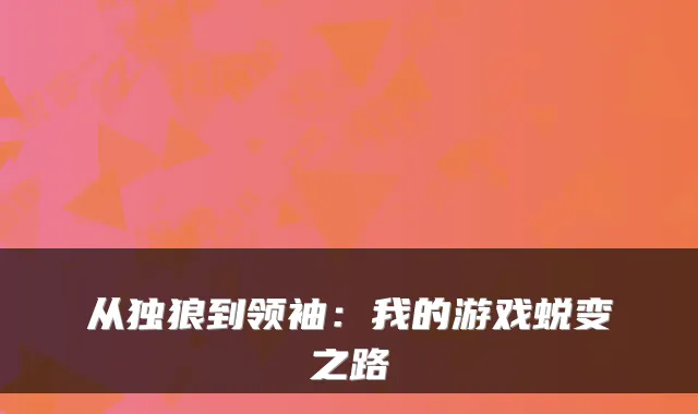 从独狼到领袖：我的游戏蜕变之路