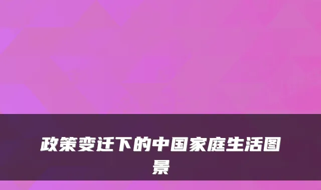 政策变迁下的中国家庭生活图景