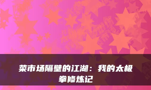 菜市场隔壁的江湖:我的太极拳修炼记
