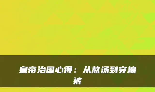 皇帝治国心得：从熬汤到穿棉裤
