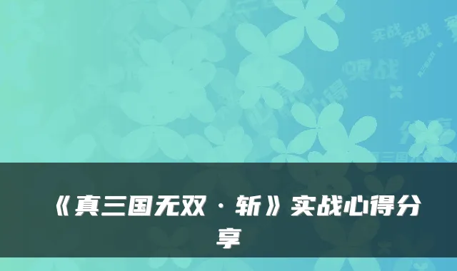 《真三国无双·斩》实战心得分享
