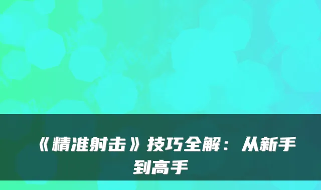 《精准射击》技巧全解：从新手到高手