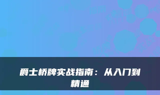 爵士桥牌实战指南:从入门到精通
