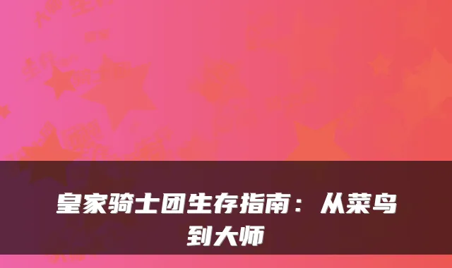 皇家骑士团生存指南：从菜鸟到大师