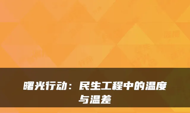 曙光行动：民生工程中的温度与温差