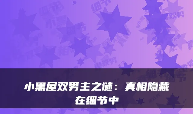 小黑屋双男主之谜：真相隐藏在细节中