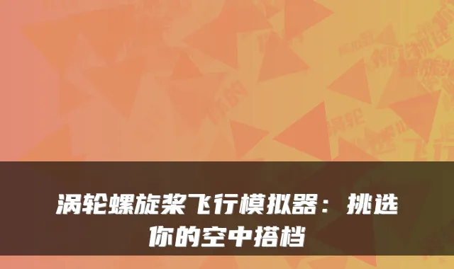 涡轮螺旋桨飞行模拟器:挑选你的空中搭档