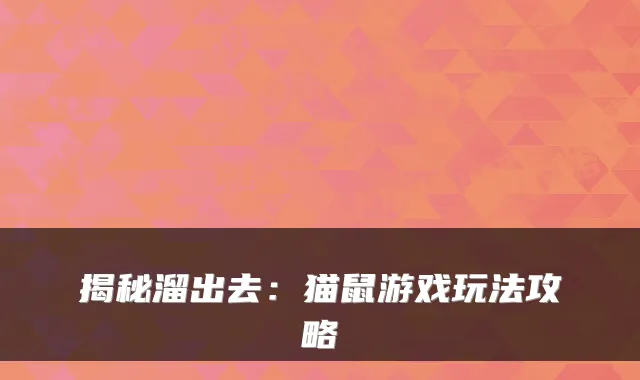 揭秘溜出去：猫鼠游戏玩法攻略