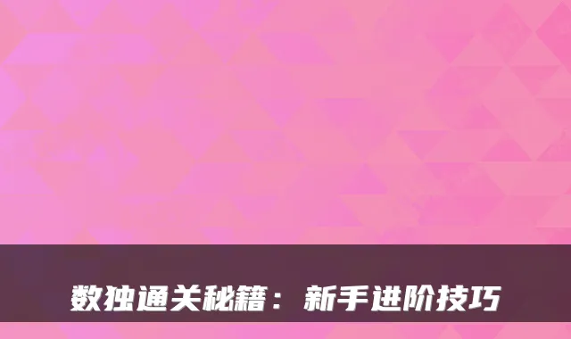 数独通关秘籍：新手进阶技巧