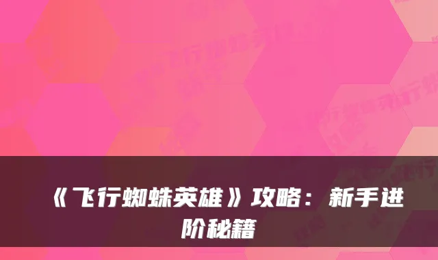 《飞行蜘蛛英雄》攻略：新手进阶秘籍