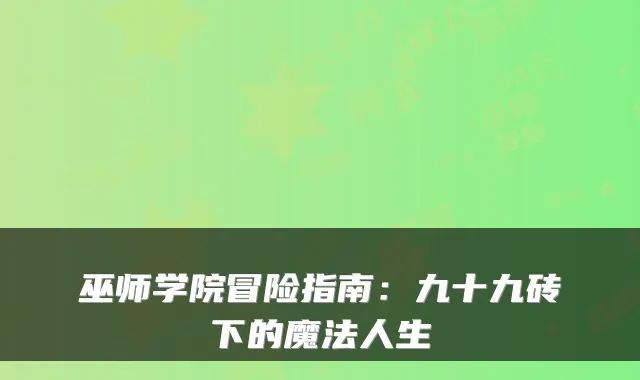 巫师学院冒险指南：九十九砖下的魔法人生