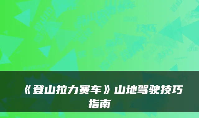 《登山拉力赛车》山地驾驶技巧指南