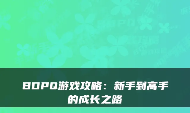 BDPQ游戏攻略：新手到高手的成长之路