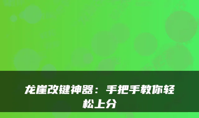 龙崖改键神器：手把手教你轻松上分