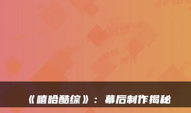 《嘻哈酷综》：幕后制作揭秘