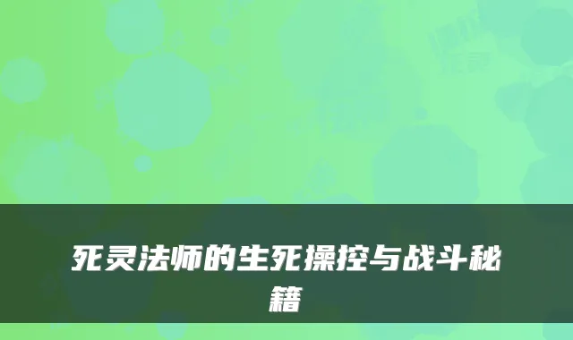 死灵法师的生死操控与战斗秘籍