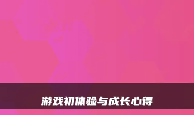 游戏初体验与成长心得