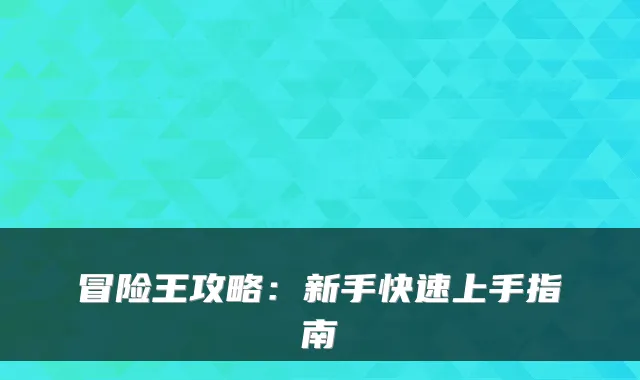 冒险王攻略：新手快速上手指南
