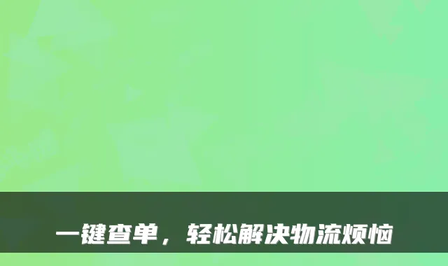 一键查单，轻松解决物流烦恼