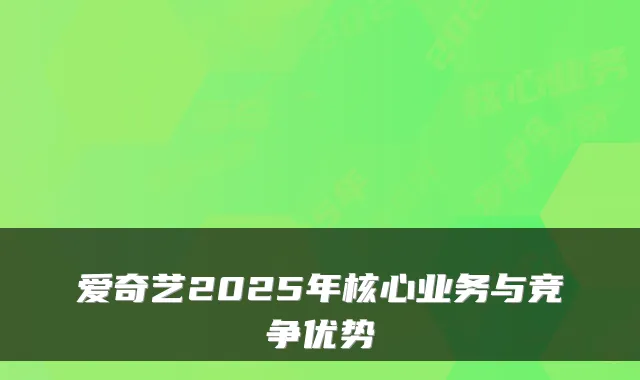 爱奇艺2025年核心业务与竞争优势