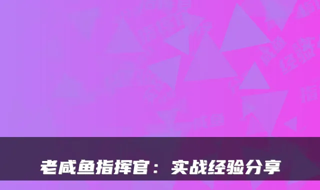 老咸鱼指挥官:实战经验分享