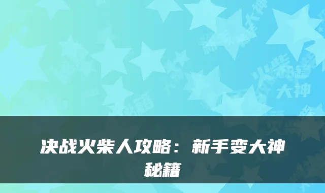 决战火柴人攻略：新手变大神秘籍