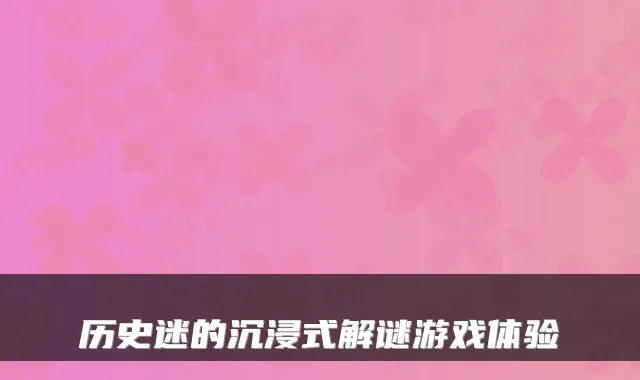 历史迷的沉浸式解谜游戏体验