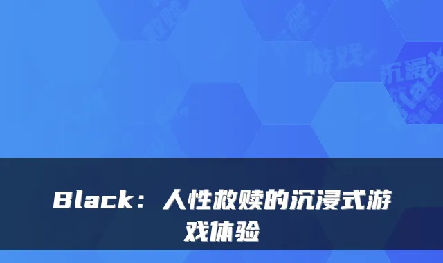 Black:人性救赎的沉浸式游戏体验