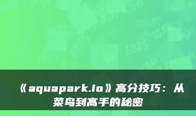 《aquapark.io》高分技巧：从菜鸟到高手的秘密